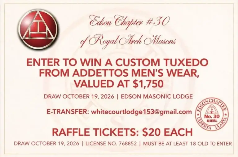 2026-10-19 Edson Chapter #30 of Royal Arch Masons – Custom Tuxedo Raffle